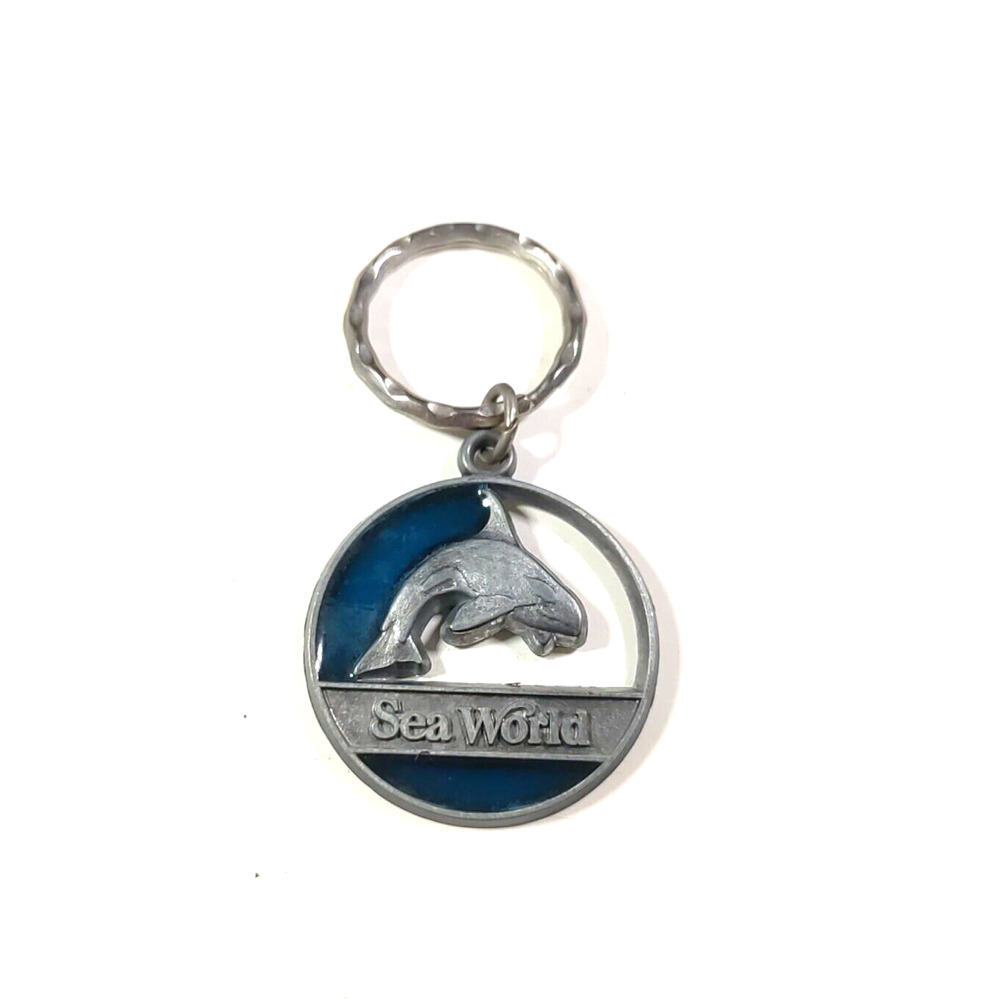 Sea World Metal Keychain 1990 Orca